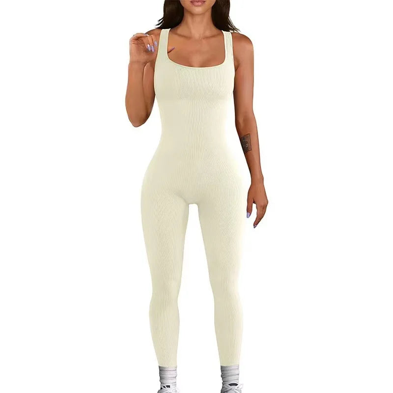 Women's Yoga Ribbed One-Piece Romper .